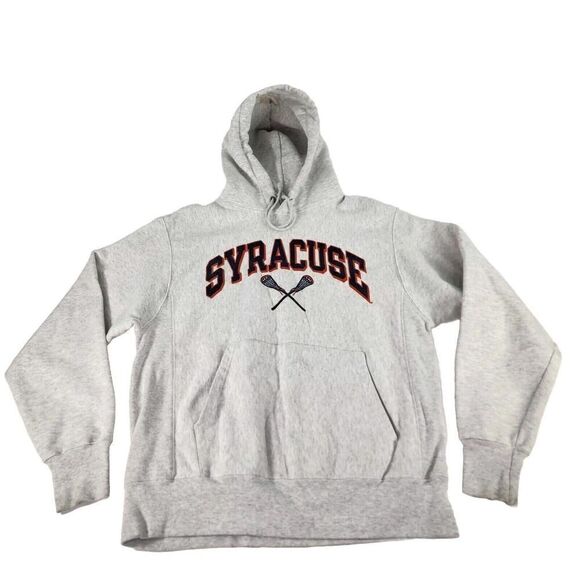 Champion Syracuse Drawstring Graphic Hoodie Size M Men's Light Gray Pullover - Picture 1 of 13